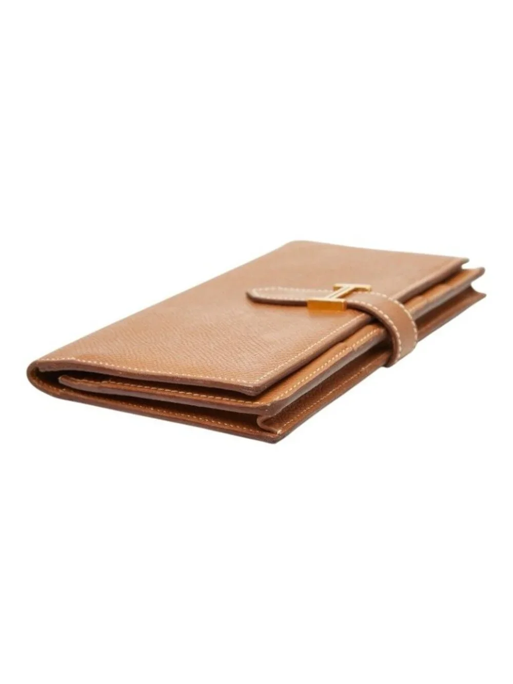 Hermes Bearn Souffle Folding Wallet Brown Gold Veau Epsom